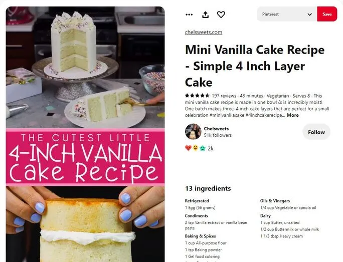 A Pinterest post by Chelsweets