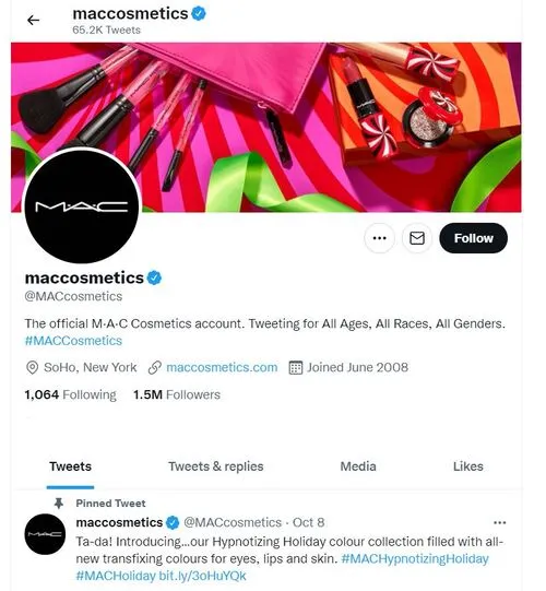 A X post by Mac Cosmetics