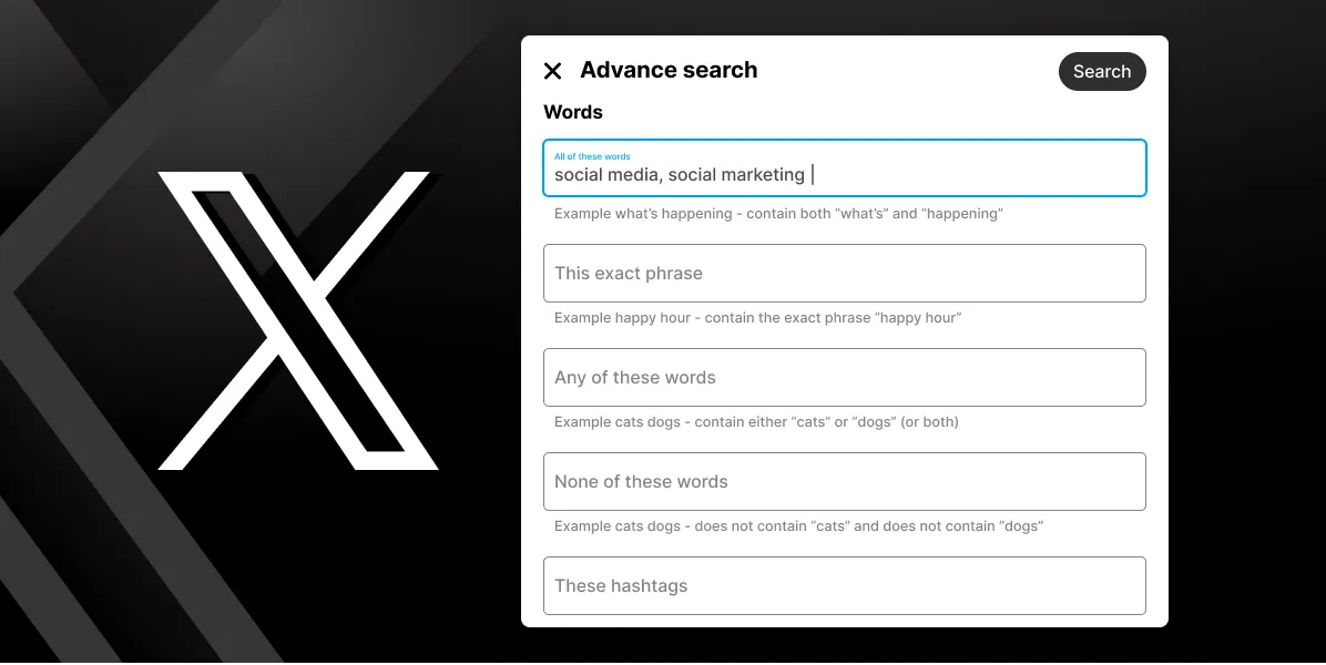 An image of doing a Twitter advanced search