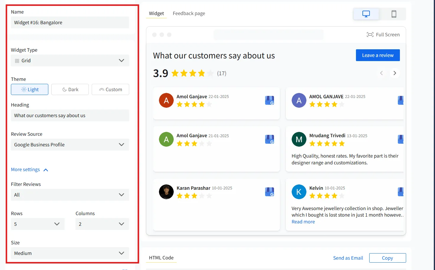 Select the theme and filter reviews