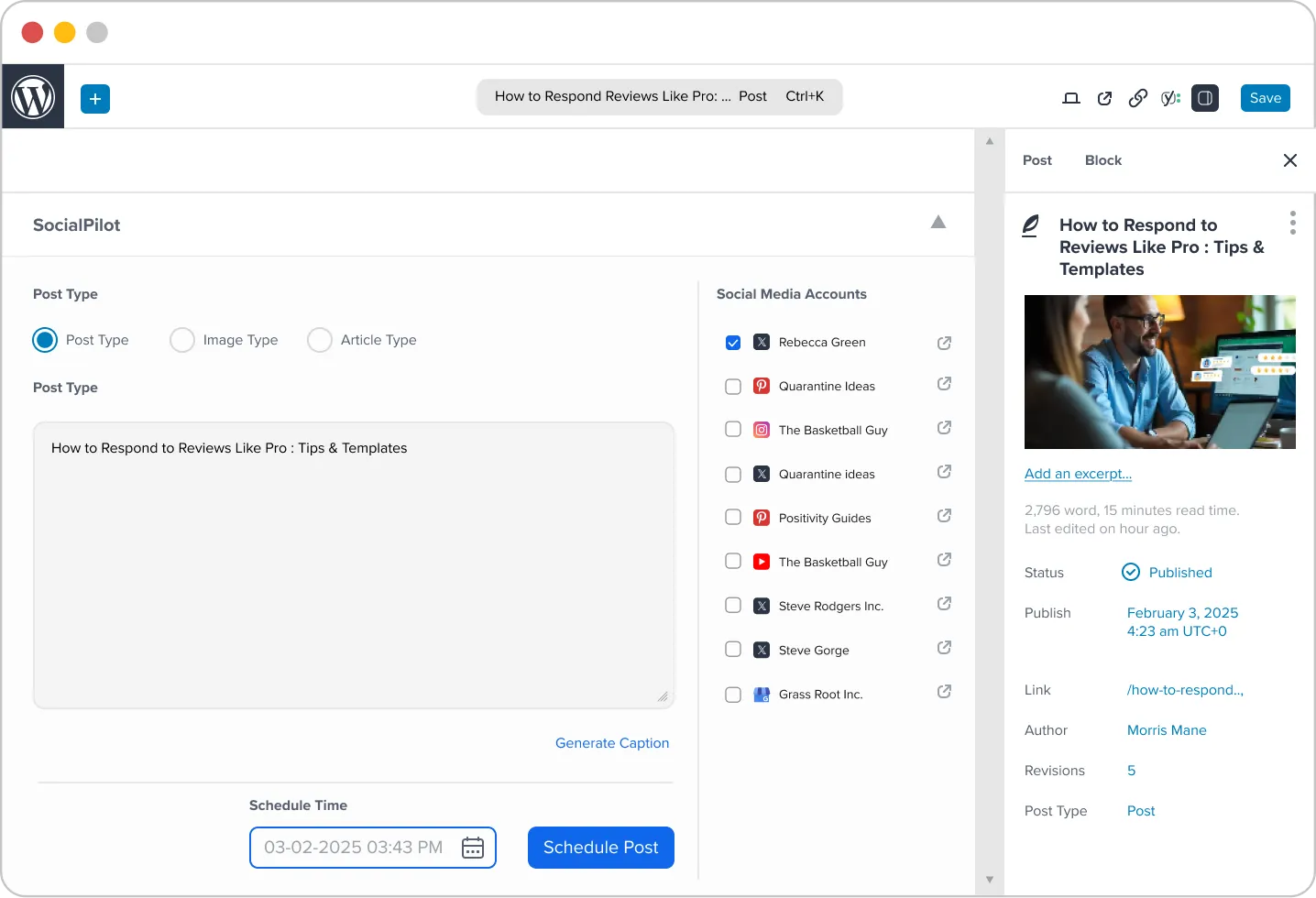 SocialPilot Plugin WordPress Screen
