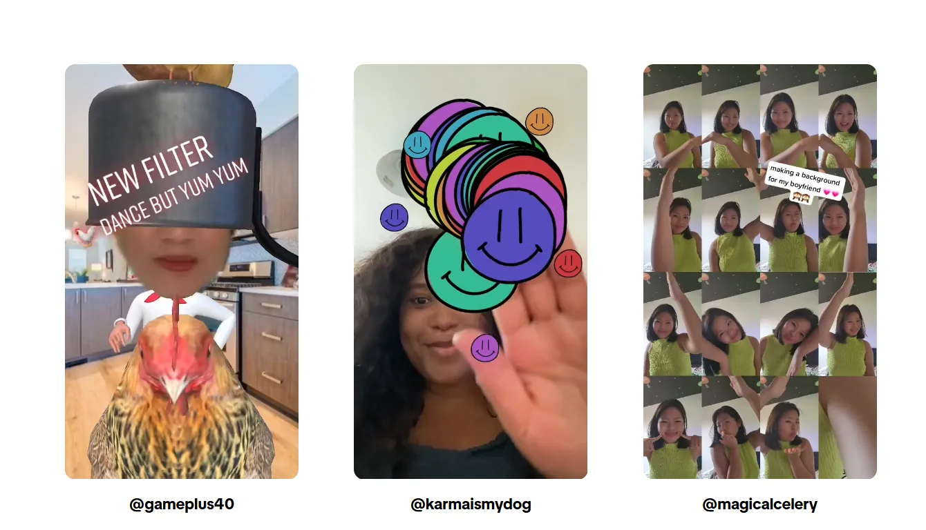 TikTok effect house shows trending videos